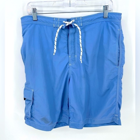 Lands End Baby Blue Cargo Swim Trunks Size Medium 32/34 - Picture 1 of 9